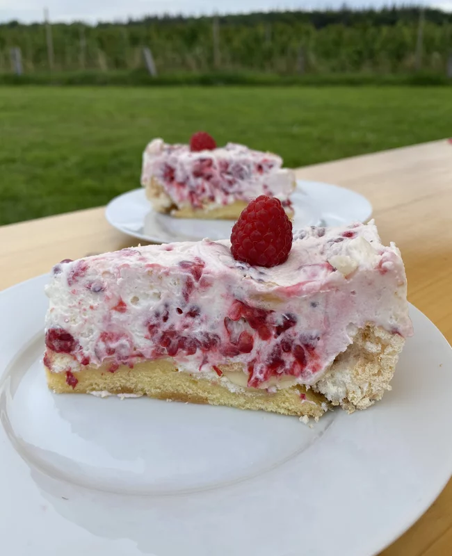 Selbstgebackener Himbeerkuchen